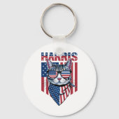 Kamala Harris voor President 2024 Grappige Kat Sleutelhanger (Voorkant)