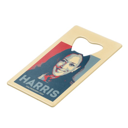 Kamala Harris voor President 2024 - Hoop Creditkaart Flessenopener (Voorkant Gekanteld)
