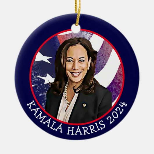 Kamala Harris voor President 2024 Keramisch Ornament (Voorkant)
