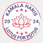 Kamala Harris voor President 2024 Lotus Flower Ronde Sticker (Voorkant)