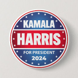 Kamala Harris voor President 2024 met blauw rood Ronde Button 7,6 Cm