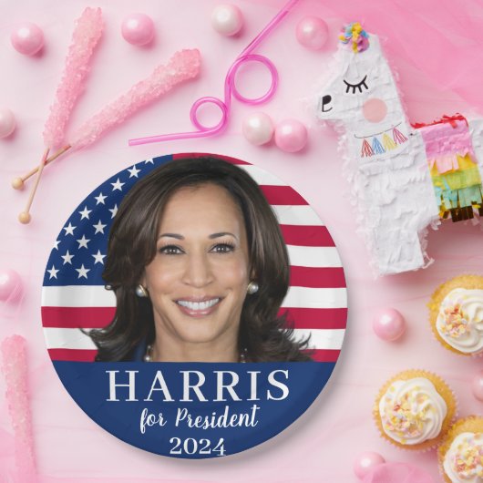 Kamala Harris voor President 2024 Papieren Bordje (Feest)