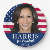 Kamala Harris voor President 2024 Papieren Bordje (Voorkant)