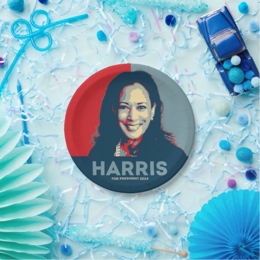 Kamala Harris voor President 2024 Papieren Bordje (Feest)