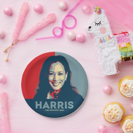 Kamala Harris voor President 2024 Papieren Bordje (Feest)