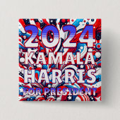 Kamala Harris voor President 2024 Presidentieel Vierkante Button 5,1 Cm (Voorkant)