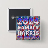 Kamala Harris voor President 2024 Presidentieel Vierkante Button 5,1 Cm (Voorkant /achterkant)