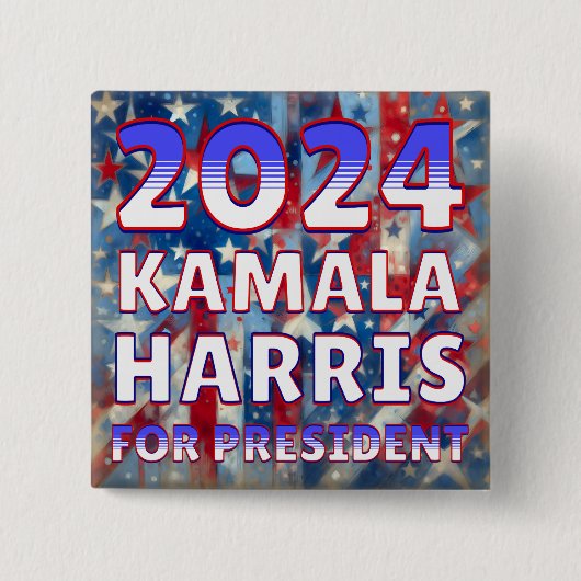 Kamala Harris voor President 2024 Presidentieel Vierkante Button 5,1 Cm (Voorkant)