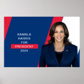 Kamala Harris voor President 2024 Red White & Blue Poster (Voorkant)