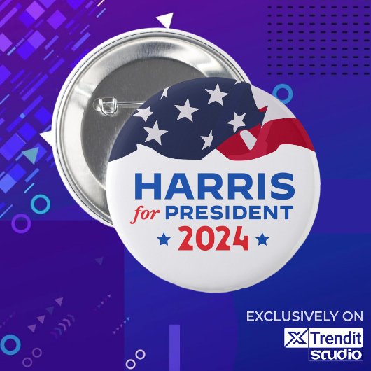Kamala Harris voor President 2024 Ronde Button 5,7 Cm