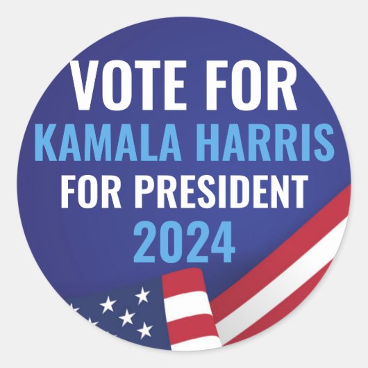 Kamala Harris voor President 2024 Ronde Sticker (Voorkant)