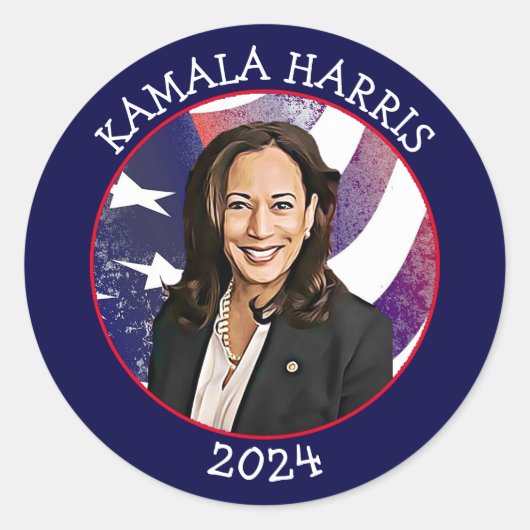 Kamala Harris voor President 2024 Ronde Sticker (Voorkant)