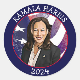 Kamala Harris voor President 2024 Ronde Sticker