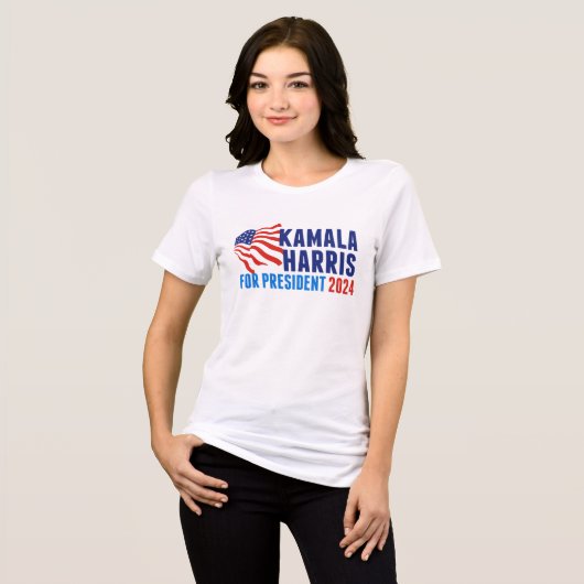 Kamala Harris voor President 2024 Tri-Blend Shirt (Voorkant volledig)