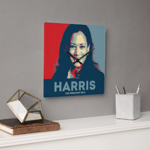 Kamala Harris voor President 2024 Vierkante Klok