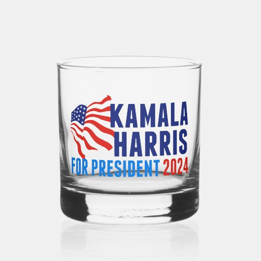 Kamala Harris voor President 2024 Whisky Glas (Voorkant)