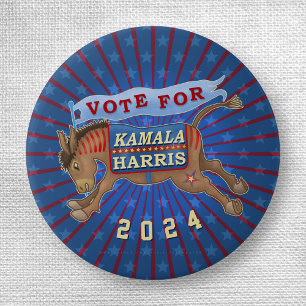 Kamala Harris voor President Democraat Donkey 2024 Ronde Button 3,2 Cm