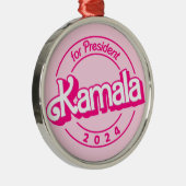 Kamala Harris voor President in Roze Metalen Ornament (Rechts)