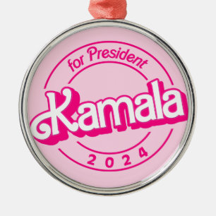 Kamala Harris voor President in Roze Metalen Ornament