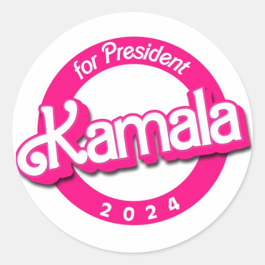 Kamala Harris voor President in Roze Ronde Sticker (Voorkant)