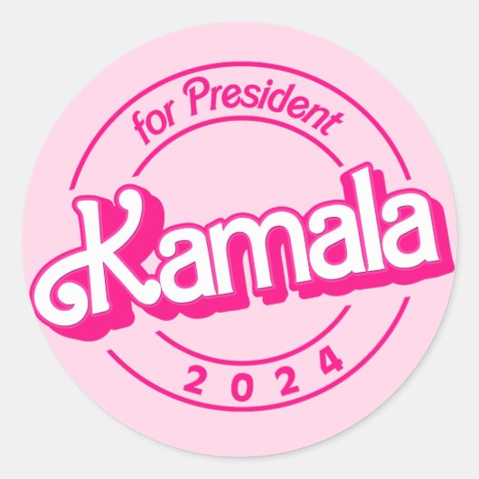 Kamala Harris voor President in Roze Ronde Sticker (Voorkant)