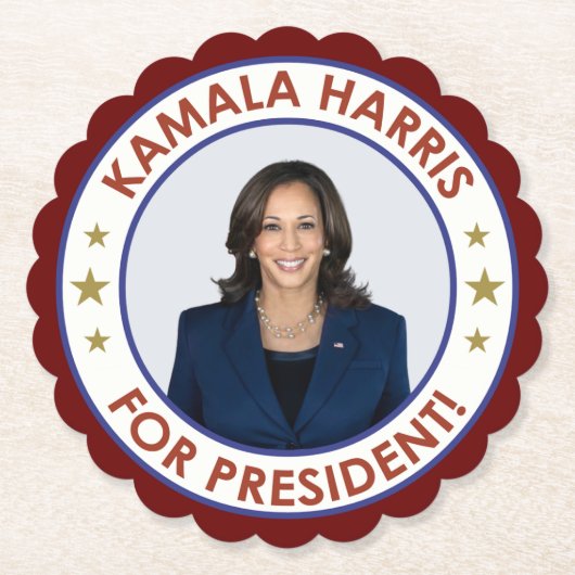 KAMALA HARRIS VOOR PRESIDENT! KARTONNEN ONDERZETTERS (Voorkant)