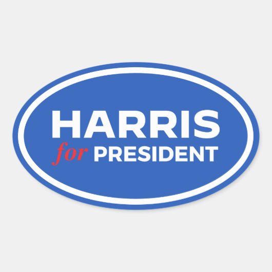 Kamala Harris voor President Ovale Sticker (Voorkant)