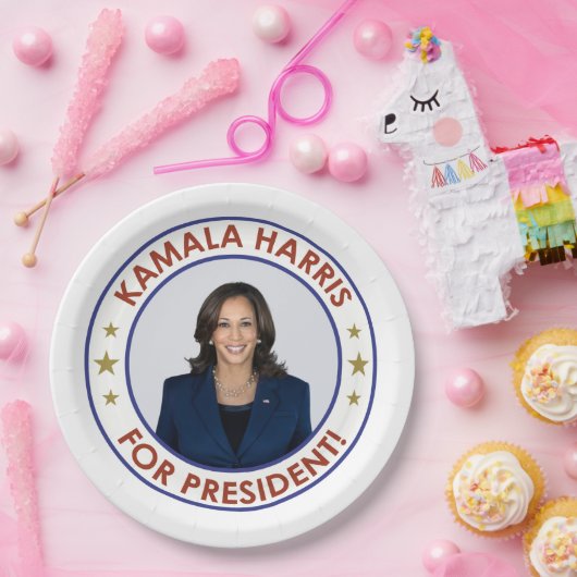 KAMALA HARRIS VOOR PRESIDENT! PAPIEREN BORDJE (Feest)