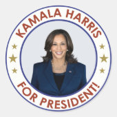 KAMALA HARRIS VOOR PRESIDENT! RONDE STICKER (Voorkant)