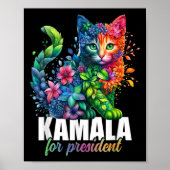 Kamala Harris voor President Schattigee kattenbloe Poster (Voorkant)