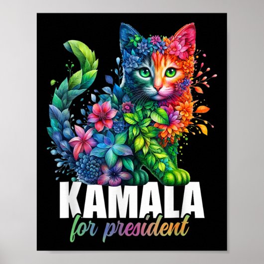 Kamala Harris voor President Schattigee kattenbloe Poster (Voorkant)
