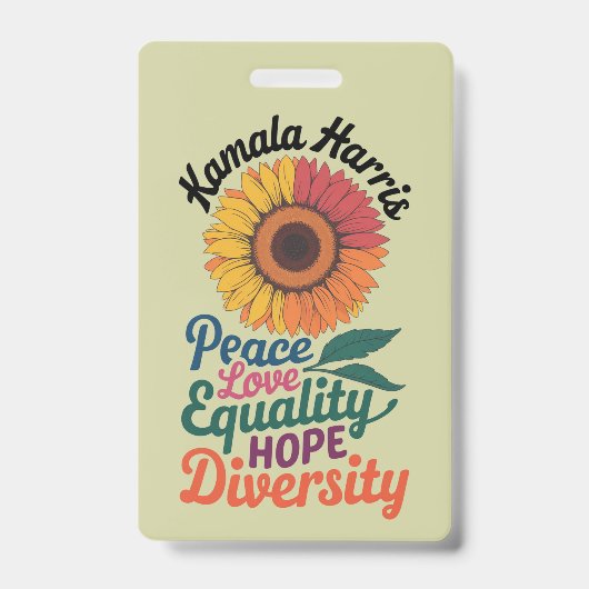 Kamala Harris Vrede Liefde Gelijkheid Hoop Diversi Badge (Voorzijde)