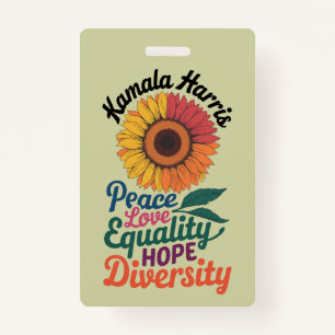 Kamala Harris Vrede Liefde Gelijkheid Hoop Diversi Badge