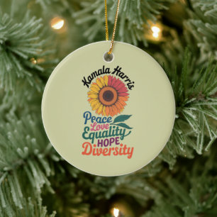 Kamala Harris Vrede Liefde Gelijkheid Hoop Diversi Keramisch Ornament
