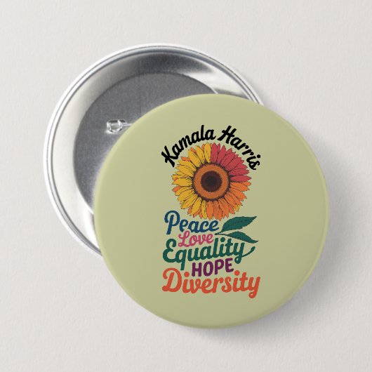 Kamala Harris Vrede Liefde Gelijkheid Hoop Diversi Ronde Button 7,6 Cm (Voorkant /achterkant)