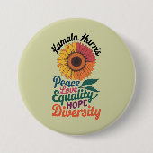 Kamala Harris Vrede Liefde Gelijkheid Hoop Diversi Ronde Button 7,6 Cm (Voorkant)