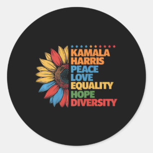 Kamala Harris Vrede Liefde Gelijkheid Hoop Diversi Ronde Sticker