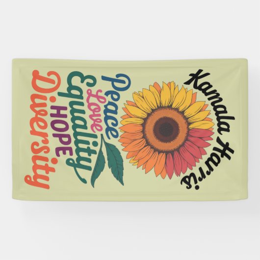Kamala Harris Vrede Liefde Gelijkheid Hoop Diversi Spandoek (Horizontaal)