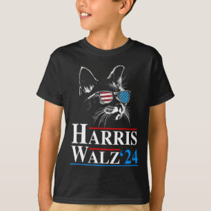 Kamala Harris W 2024 Harris Waltz Vp President Cat T-shirt