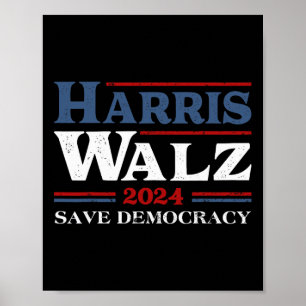 Kamala Harris Waltz 2024 Verkiezingen redden democ Poster