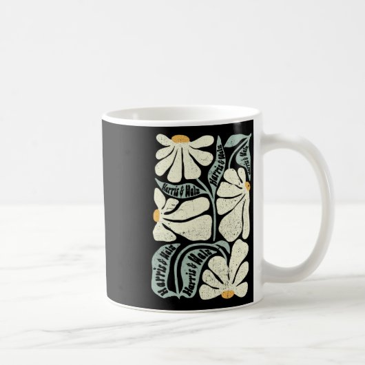 Kamala Harris Waltz Hand getrokken bloem helderder Koffiemok (Rechts)