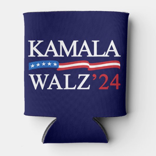Kamala Harris Walz 2024 Duidelijk Blauw Blikjeskoeler (Voorkant)