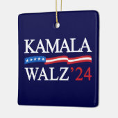 Kamala Harris Walz 2024 Duidelijk Blauw Keramisch Ornament (Links)