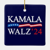 Kamala Harris Walz 2024 Duidelijk Blauw Keramisch Ornament (Achterkant)