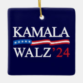 Kamala Harris Walz 2024 Duidelijk Blauw Keramisch Ornament (Voorkant)