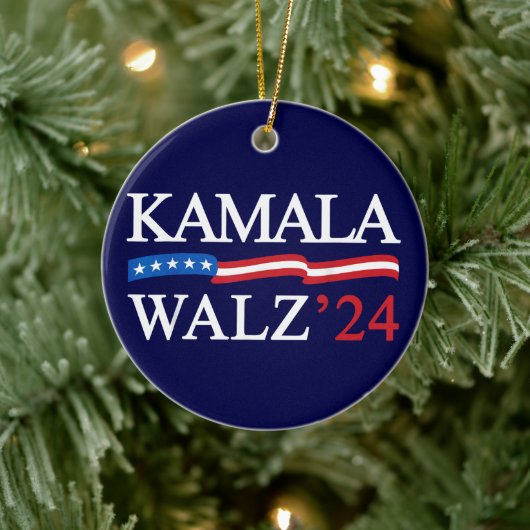 Kamala Harris Walz 2024 Duidelijk Blauw Keramisch Ornament (Boom)