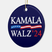 Kamala Harris Walz 2024 Duidelijk Blauw Keramisch Ornament (Links)