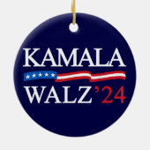 Kamala Harris Walz 2024 Duidelijk Blauw Keramisch Ornament (Achterkant)