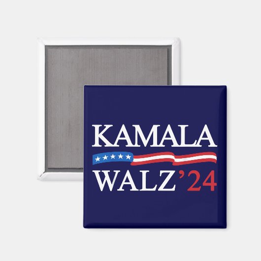Kamala Harris Walz 2024 Duidelijk Blauw Magneet (Voorkant / Achterkant)