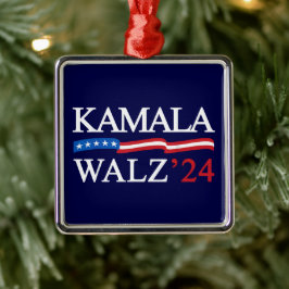 Kamala Harris Walz 2024 Duidelijk Blauw Metalen Ornament